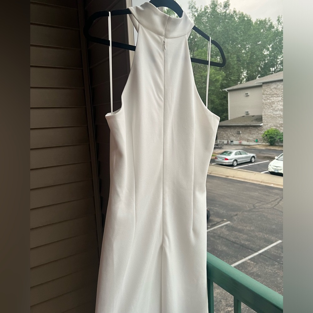 🆕Belle Badgley Mischka Reese Gown Dress White Party Wedding Chic Slit Maxi Sz 10 - Picture 6 of 17